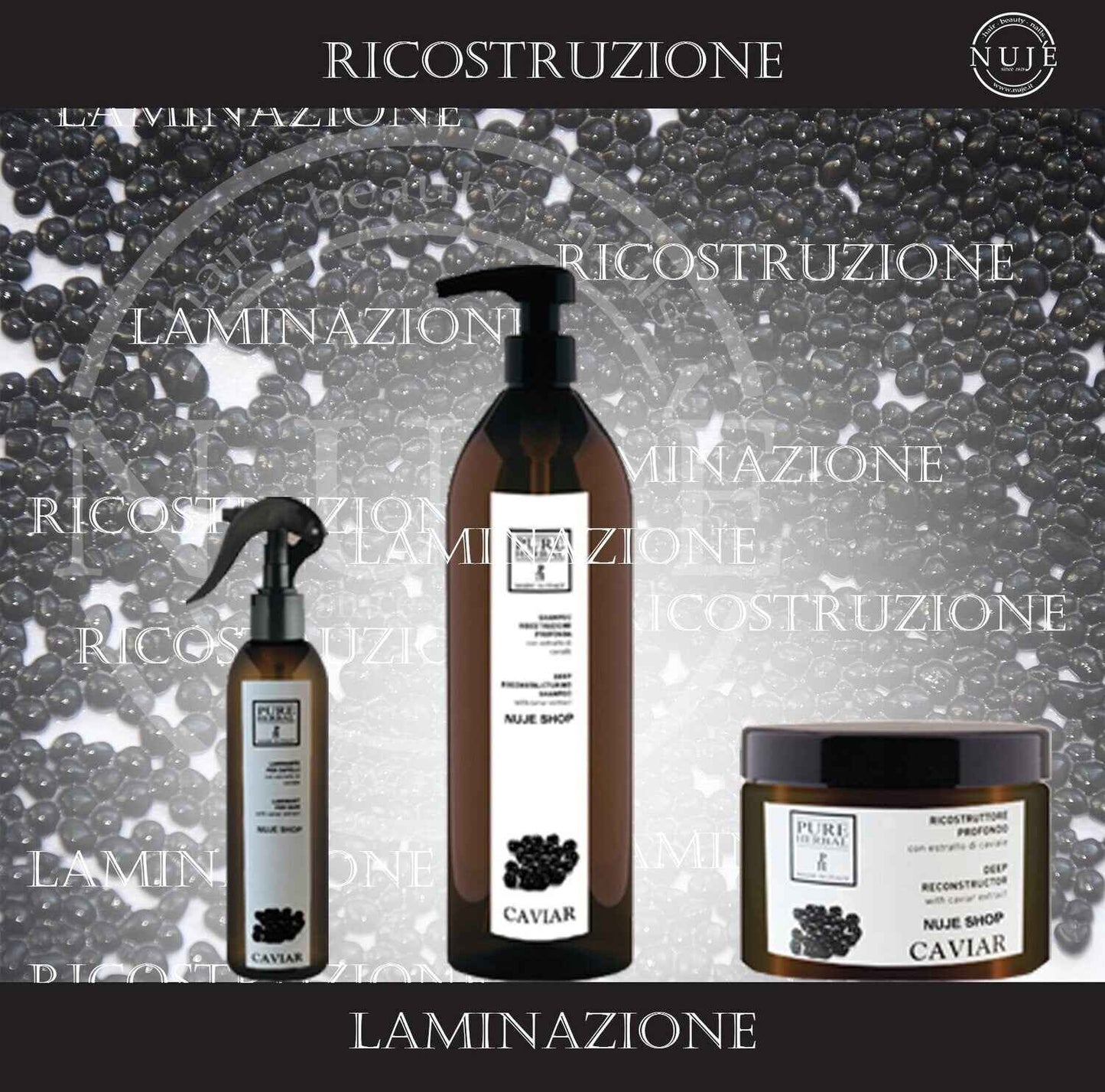 Laminazione Capelli Pure Herbal 250 ml – Trattamento Professionale Rigenerante con Estratto di Caviale